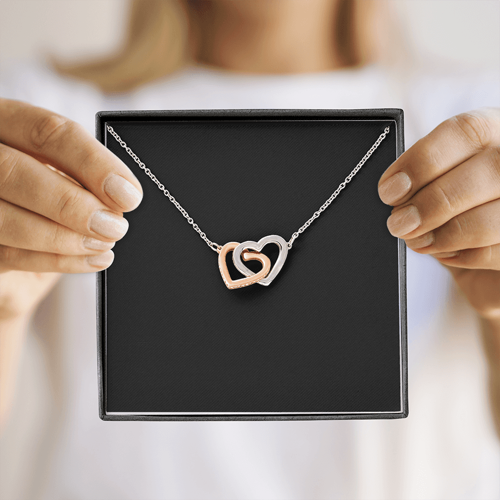 Interlock Heart Necklace with a Luxury  Box - Gift For Anniversary, Birthday, Christmas or Valentine Day