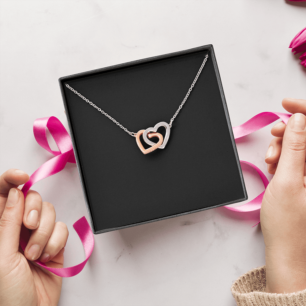 Interlock Heart Necklace with a Luxury  Box - Gift For Anniversary, Birthday, Christmas or Valentine Day