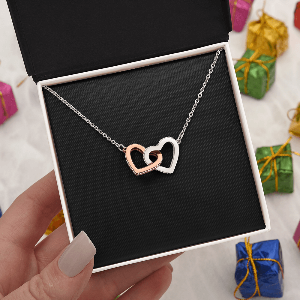 Interlock Heart Necklace with a Luxury  Box - Gift For Anniversary, Birthday, Christmas or Valentine Day