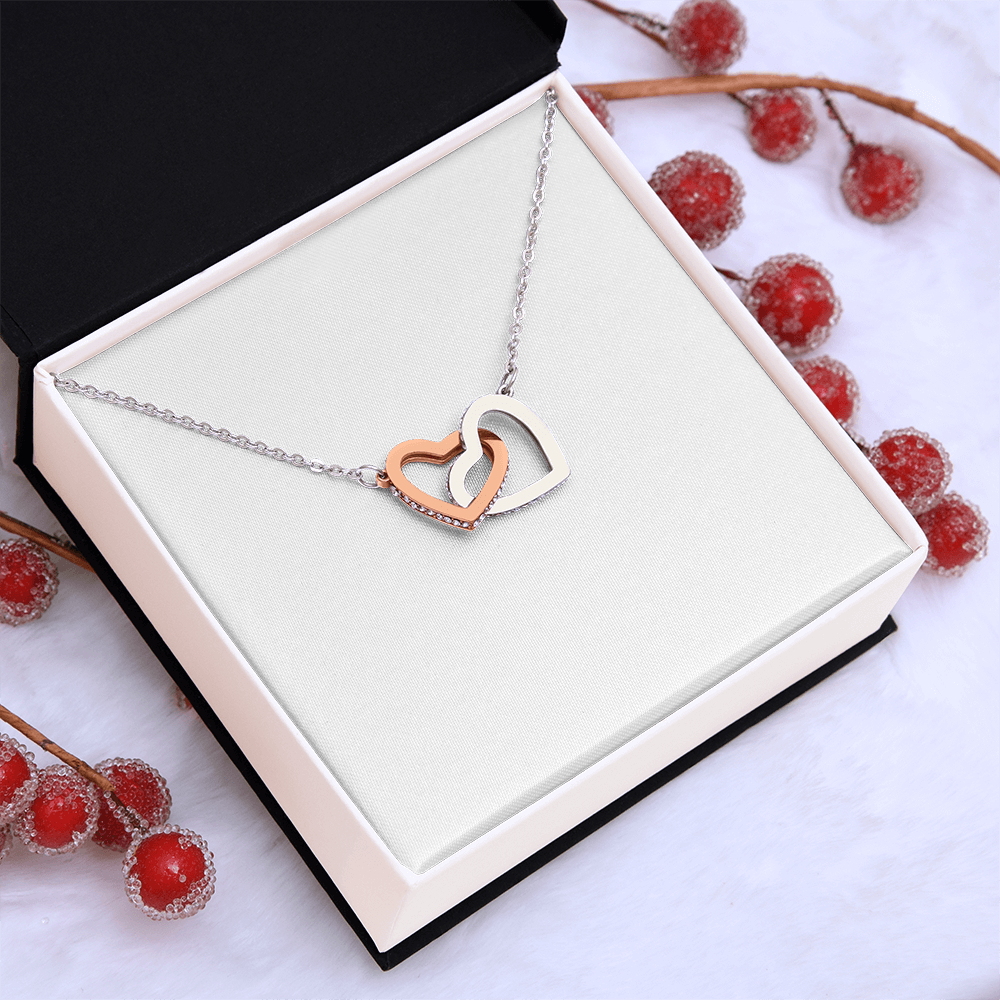 Gift For Her - Interlock Heart Necklace with a Luxury  Box - Gift For Anniversary, Birthday, Christmas or Valentine Day