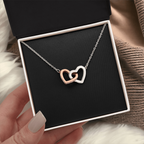 Interlock Heart Necklace with a Luxury  Box - Gift For Anniversary, Birthday, Christmas or Valentine Day