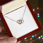 Gift For Her - Interlock Heart Necklace with a Luxury  Box - Gift For Anniversary, Birthday, Christmas or Valentine Day