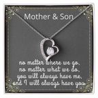 Mother Son Necklace, Forever Love Necklace with Heartfelt Message Card & Box
