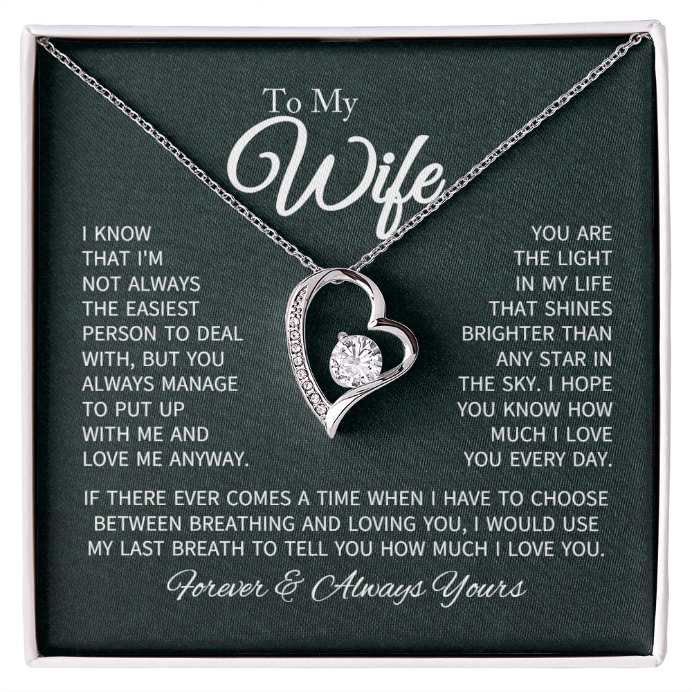 To My Wife Necklace From Husband With Heartfelt Message - Gift For Wife - Anniversary, Birthday, Christmas or Valentine Day Gifts