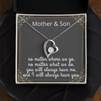 Mother Son Necklace, Forever Love Necklace with Heartfelt Message Card & Box