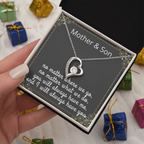 Mother Son Necklace, Forever Love Necklace with Heartfelt Message Card & Box