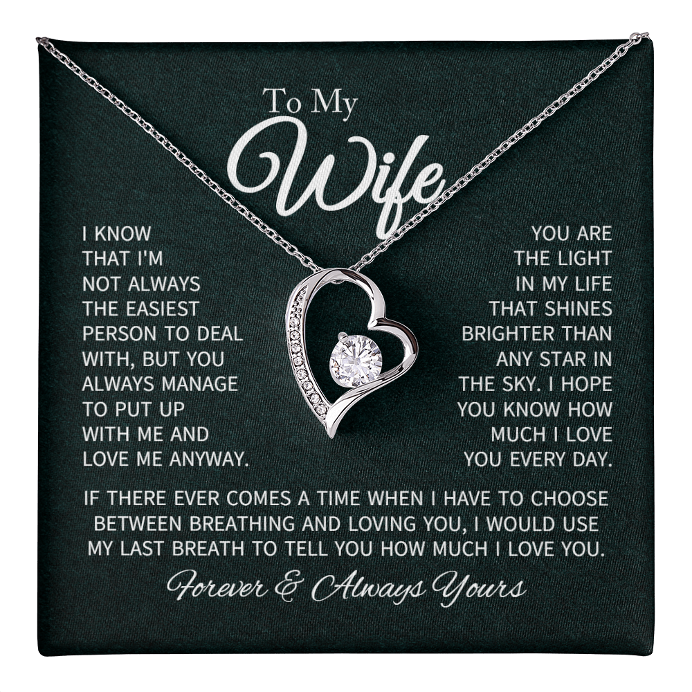 To My Wife Necklace From Husband With Heartfelt Message - Gift For Wife - Anniversary, Birthday, Christmas or Valentine Day Gifts