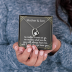 Mother Son Necklace, Forever Love Necklace with Heartfelt Message Card & Box