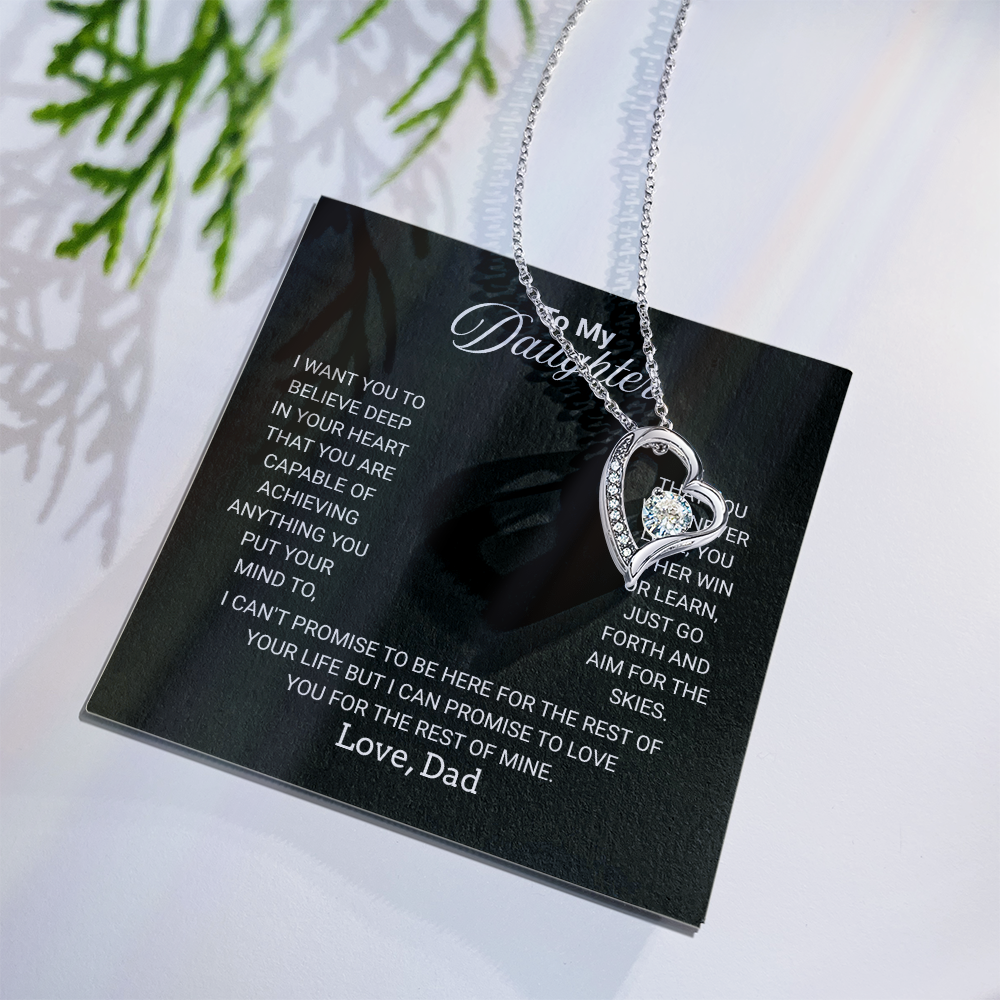 Gift For Daughter Necklace From Dad With Heartfelt Message - Jewelry Gifts For Graduation for Her From Mom or Daddy