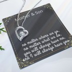Mother Son Necklace, Forever Love Necklace with Heartfelt Message Card & Box