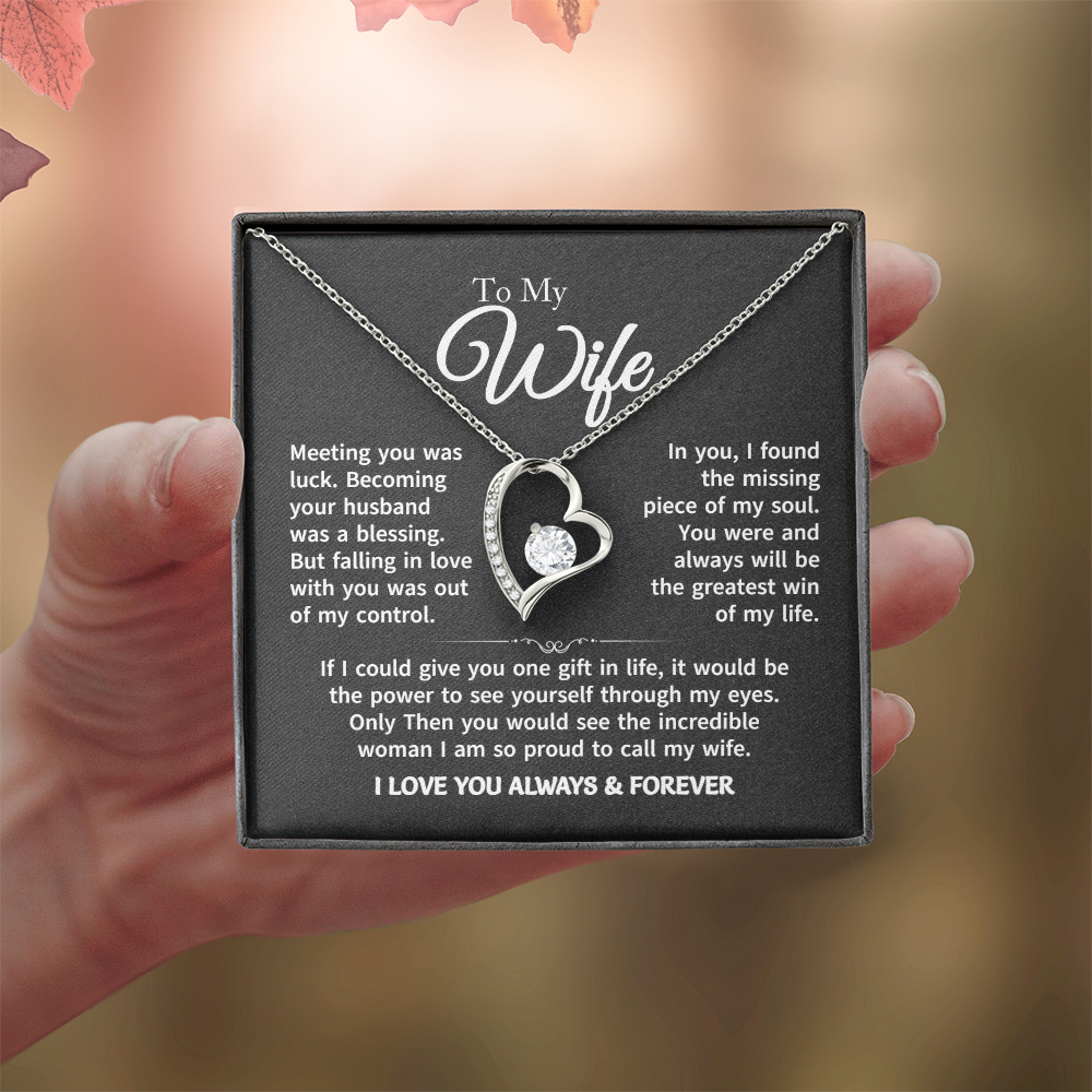 Gift For Wife - Gold Plated Heart Necklace To My Wife For Her Birthday, Valentine's Day, Christmas, Anniversary