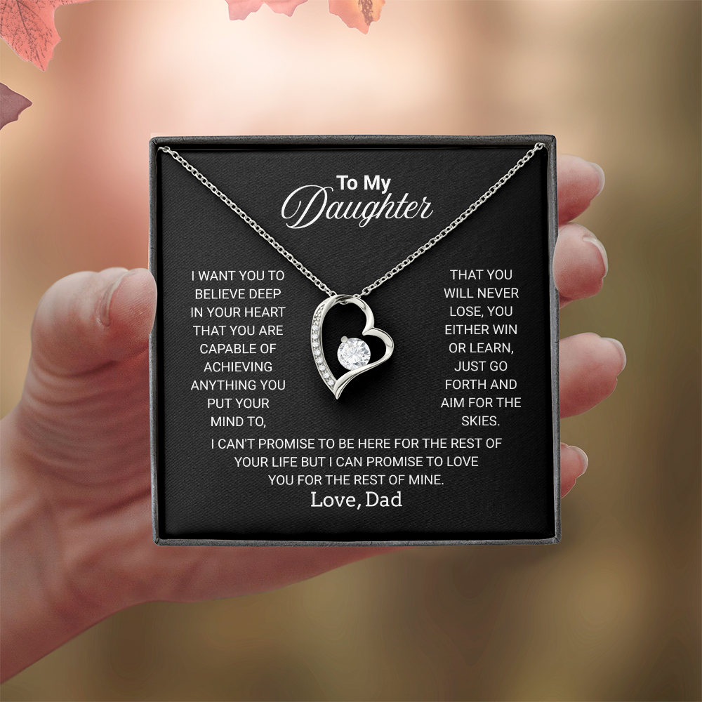 Gift For Daughter Necklace From Dad With Heartfelt Message - Jewelry Gifts For Graduation for Her From Mom or Daddy