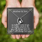 Mother Son Necklace, Forever Love Necklace with Heartfelt Message Card & Box