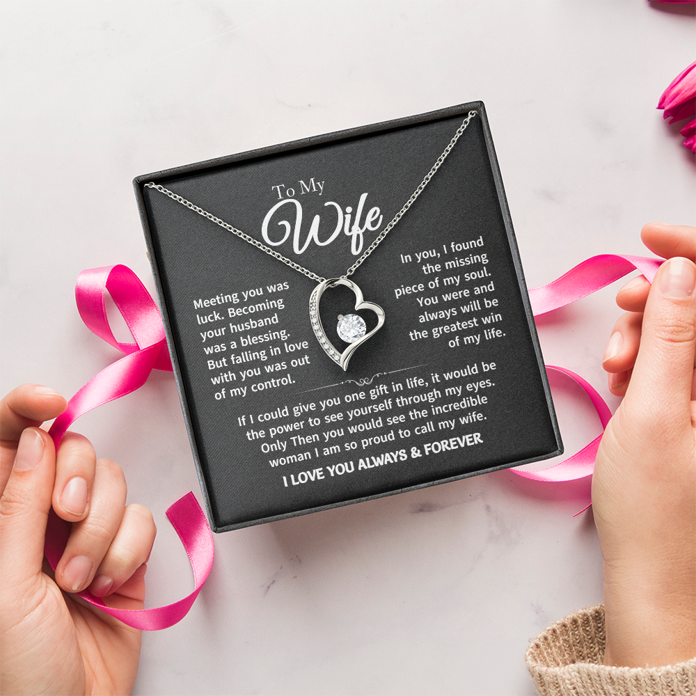 Gift For Wife - Gold Plated Heart Necklace To My Wife For Her Birthday, Valentine's Day, Christmas, Anniversary