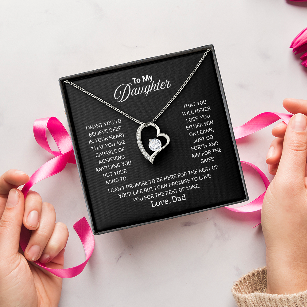 Gift For Daughter Necklace From Dad With Heartfelt Message - Jewelry Gifts For Graduation for Her From Mom or Daddy