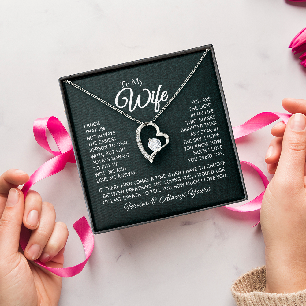 To My Wife Necklace From Husband With Heartfelt Message - Gift For Wife - Anniversary, Birthday, Christmas or Valentine Day Gifts