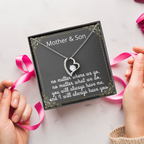 Mother Son Necklace, Forever Love Necklace with Heartfelt Message Card & Box