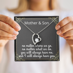 Mother Son Necklace, Forever Love Necklace with Heartfelt Message Card & Box