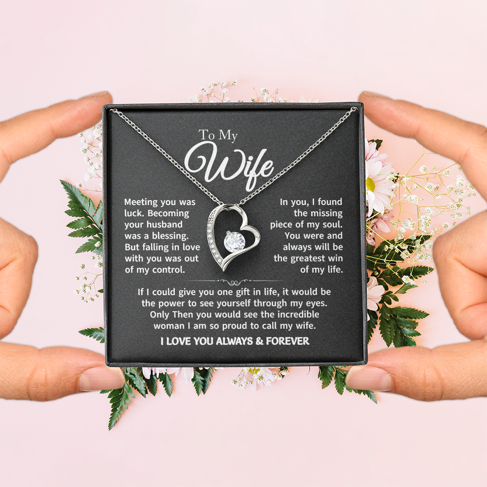 Gift For Wife - Gold Plated Heart Necklace To My Wife For Her Birthday, Valentine's Day, Christmas, Anniversary