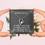 Mother Son Necklace, Forever Love Necklace with Heartfelt Message Card & Box