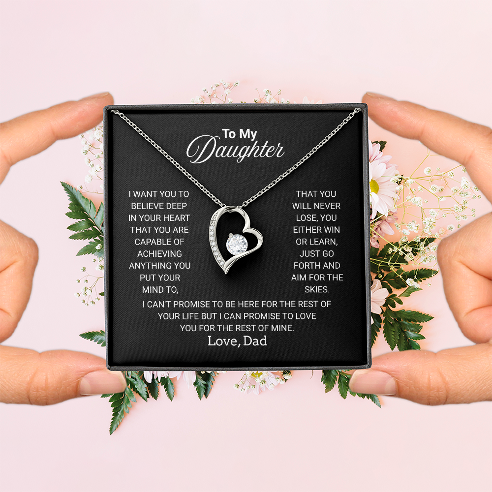 Gift For Daughter Necklace From Dad With Heartfelt Message - Jewelry Gifts For Graduation for Her From Mom or Daddy