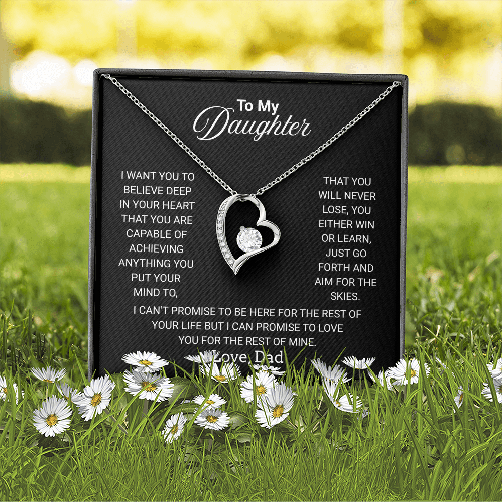 Gift For Daughter Necklace From Dad With Heartfelt Message - Jewelry Gifts For Graduation for Her From Mom or Daddy