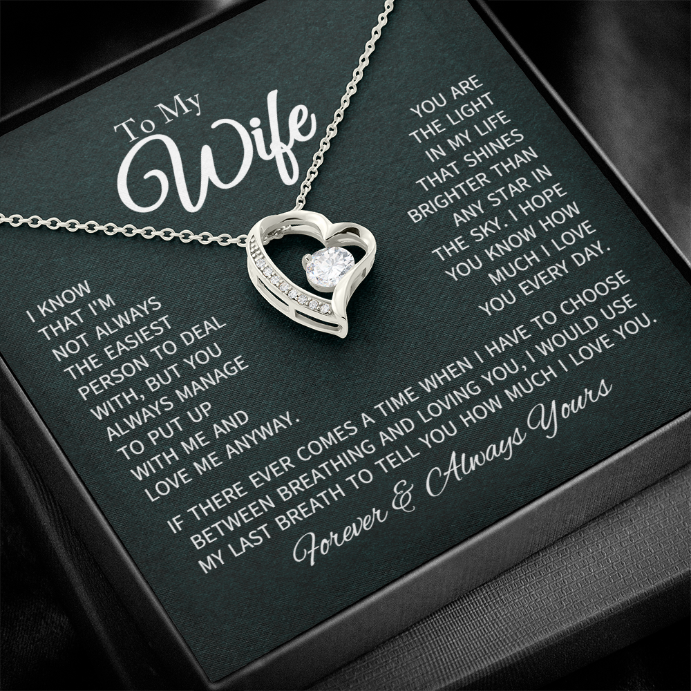 To My Wife Necklace From Husband With Heartfelt Message - Gift For Wife - Anniversary, Birthday, Christmas or Valentine Day Gifts