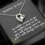 Mother Son Necklace, Forever Love Necklace with Heartfelt Message Card & Box