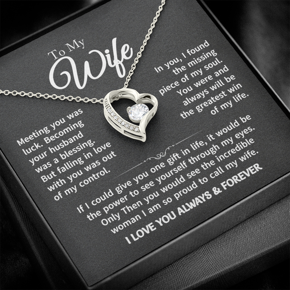 Gift For Wife - Gold Plated Heart Necklace To My Wife For Her Birthday, Valentine's Day, Christmas, Anniversary