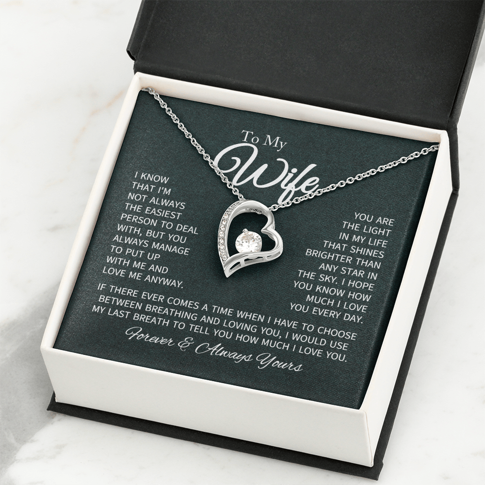 To My Wife Necklace From Husband With Heartfelt Message - Gift For Wife - Anniversary, Birthday, Christmas or Valentine Day Gifts