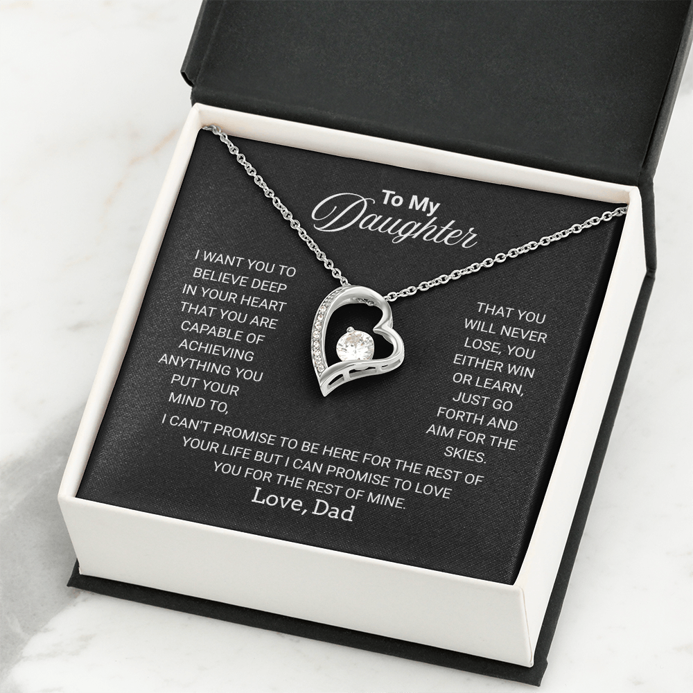 Gift For Daughter Necklace From Dad With Heartfelt Message - Jewelry Gifts For Graduation for Her From Mom or Daddy