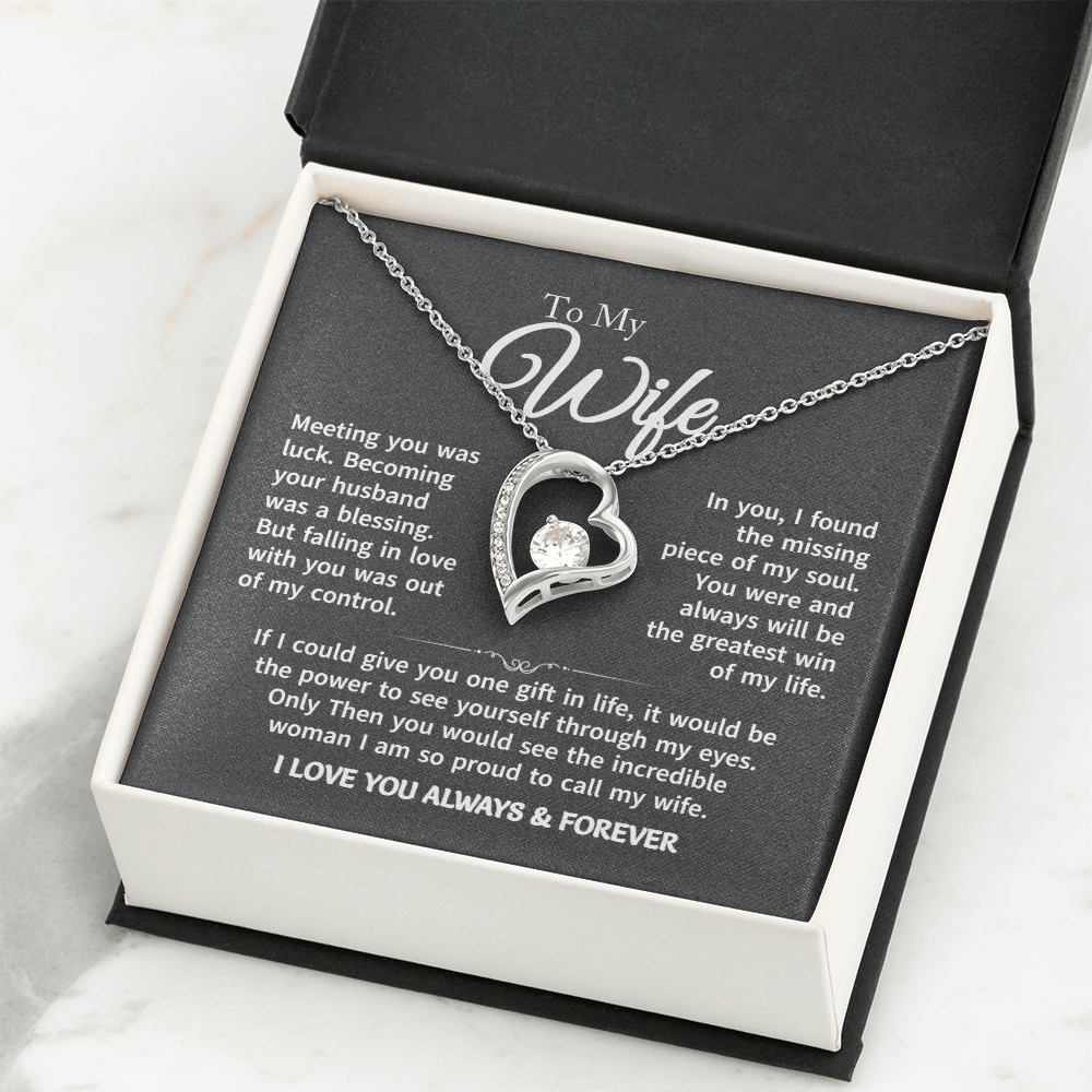 Gift For Wife - Gold Plated Heart Necklace To My Wife For Her Birthday, Valentine's Day, Christmas, Anniversary