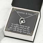 Mother Son Necklace, Forever Love Necklace with Heartfelt Message Card & Box
