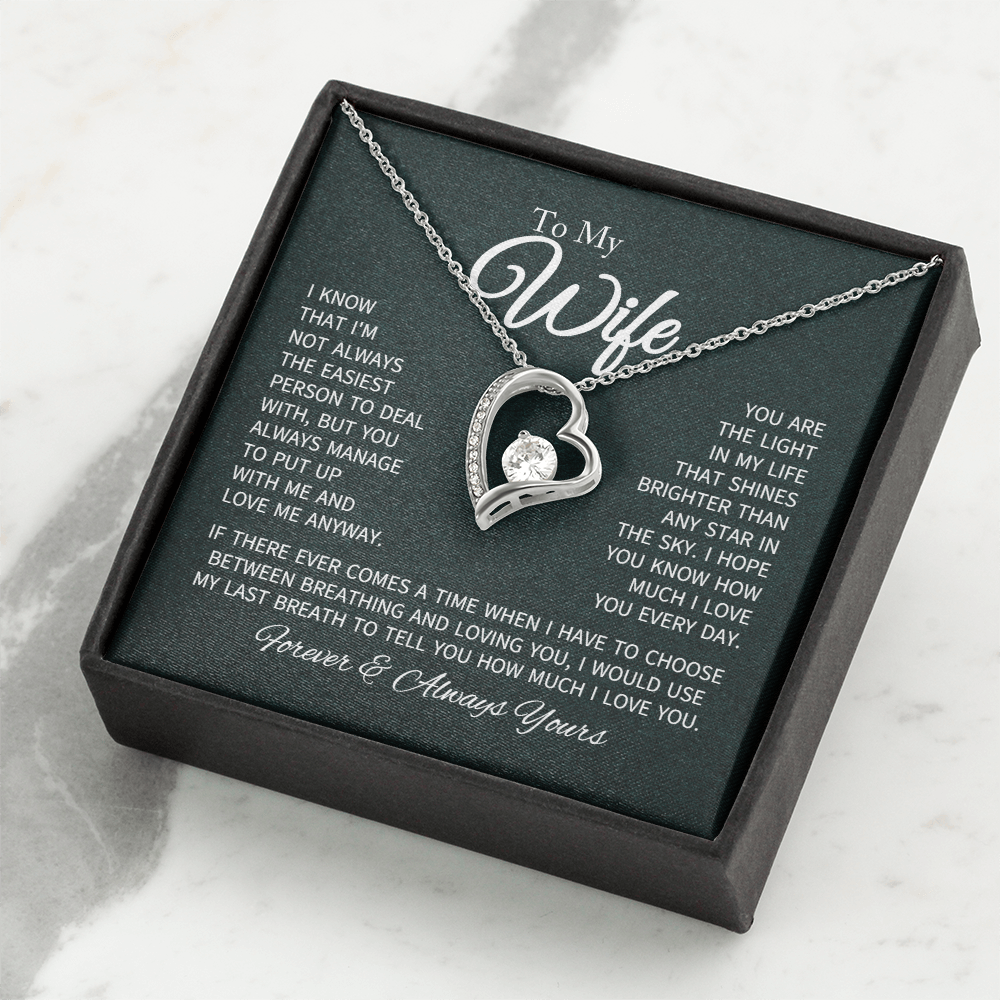 To My Wife Necklace From Husband With Heartfelt Message - Gift For Wife - Anniversary, Birthday, Christmas or Valentine Day Gifts