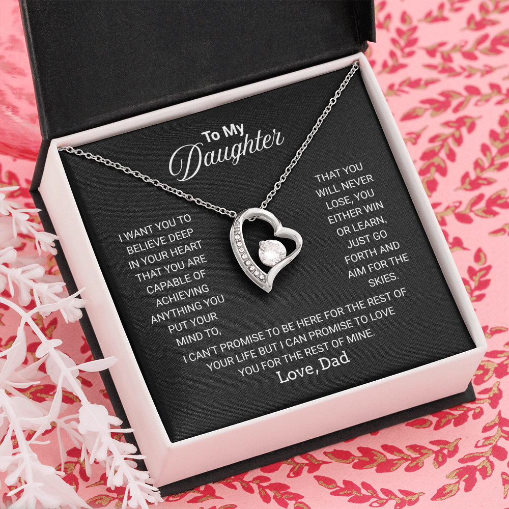 Gift For Daughter Necklace From Dad With Heartfelt Message - Jewelry Gifts For Graduation for Her From Mom or Daddy
