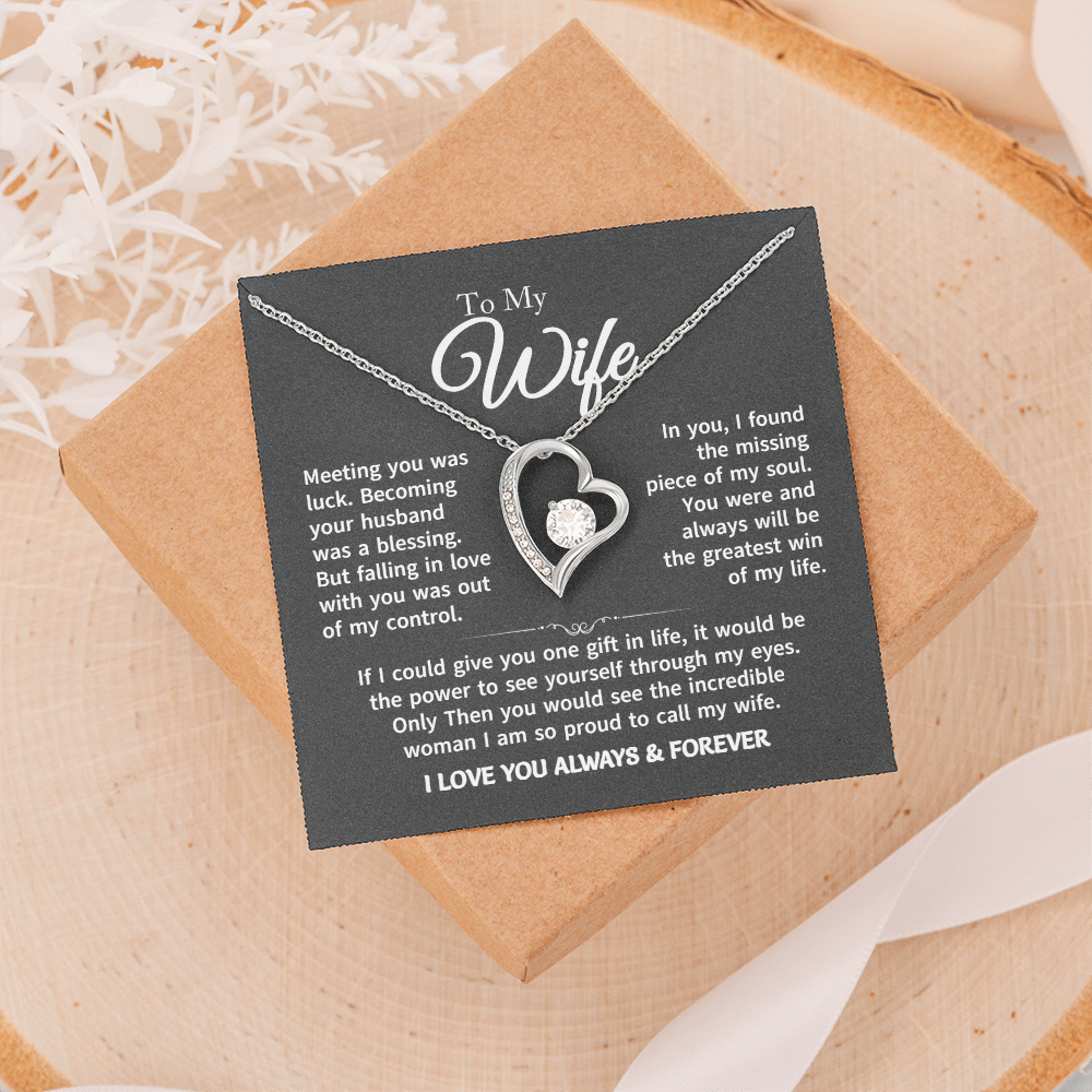 Gift For Wife - Gold Plated Heart Necklace To My Wife For Her Birthday, Valentine's Day, Christmas, Anniversary