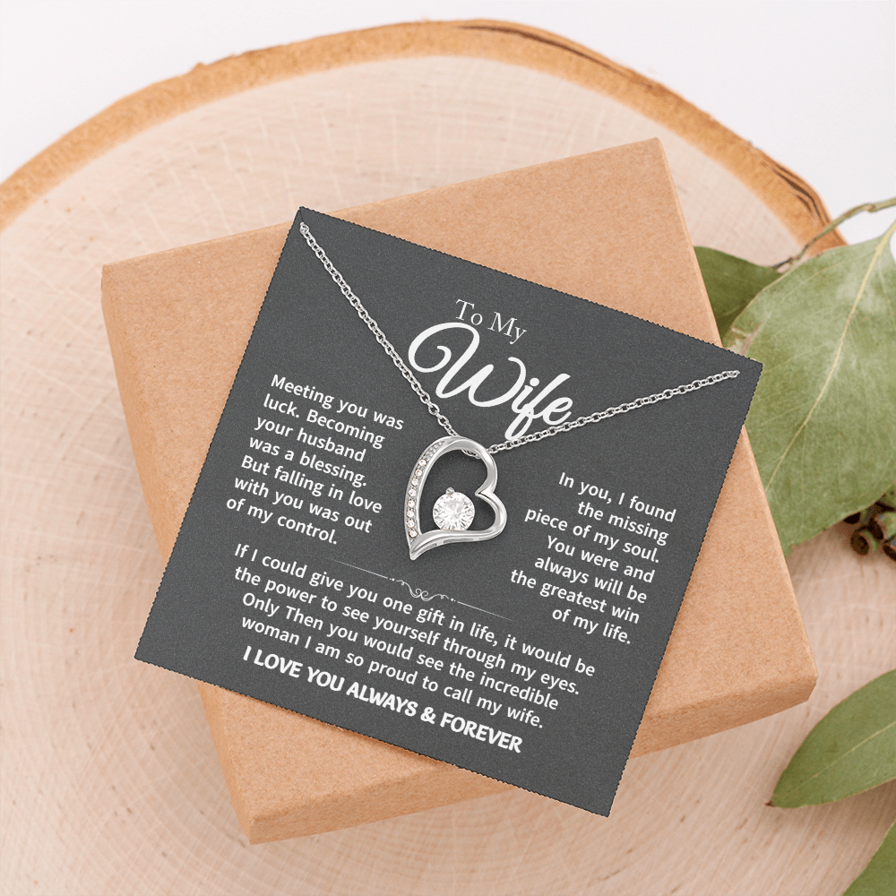 Gift For Wife - Gold Plated Heart Necklace To My Wife For Her Birthday, Valentine's Day, Christmas, Anniversary