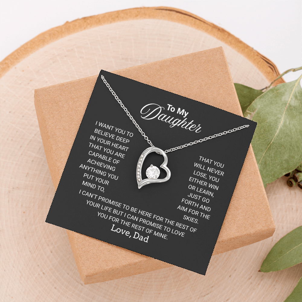 Gift For Daughter Necklace From Dad With Heartfelt Message - Jewelry Gifts For Graduation for Her From Mom or Daddy