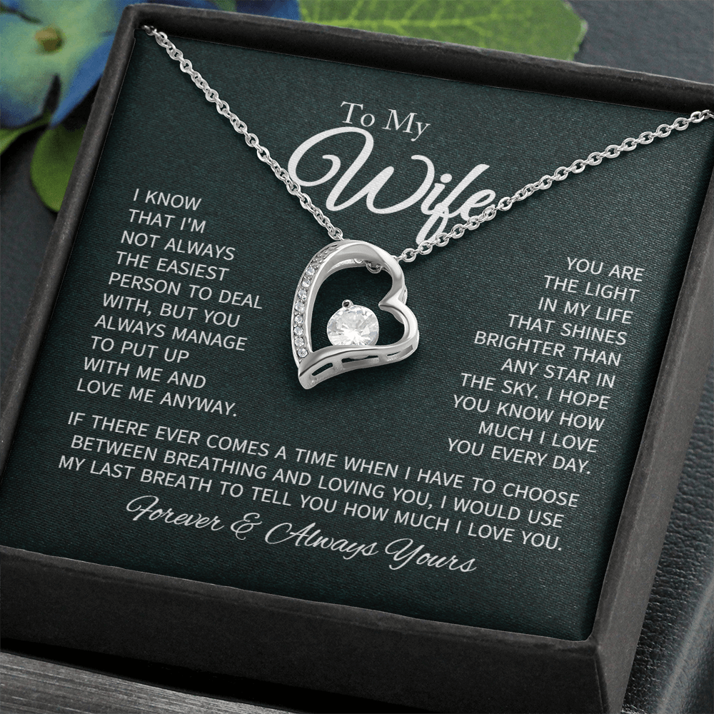 To My Wife Necklace From Husband With Heartfelt Message - Gift For Wife - Anniversary, Birthday, Christmas or Valentine Day Gifts