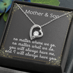 Mother Son Necklace, Forever Love Necklace with Heartfelt Message Card & Box