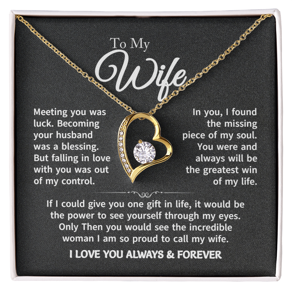 Gift For Wife - Gold Plated Heart Necklace To My Wife For Her Birthday, Valentine's Day, Christmas, Anniversary