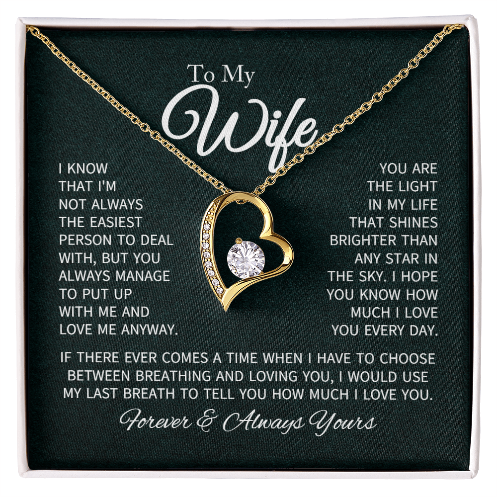 To My Wife Necklace From Husband With Heartfelt Message - Gift For Wife - Anniversary, Birthday, Christmas or Valentine Day Gifts