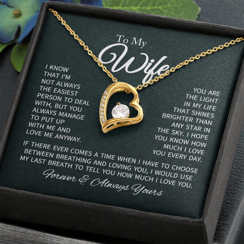 To My Wife Necklace From Husband With Heartfelt Message - Gift For Wife - Anniversary, Birthday, Christmas or Valentine Day Gifts