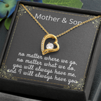 Mother Son Necklace, Forever Love Necklace with Heartfelt Message Card & Box