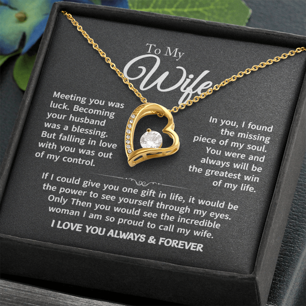 Gift For Wife - Gold Plated Heart Necklace To My Wife For Her Birthday, Valentine's Day, Christmas, Anniversary